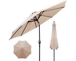 Puluomis - Ronde Parasol - Ø290 cm - Garden Stokparasol - 30° Kantelbaar - Waterdicht - UPF50+ - Beige
