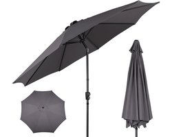 Puluomis - Ronde Parasol - Ø290 cm - Garden Stokparasol - 30° Kantelbaar - Waterdicht - UPF50+ - Grijs