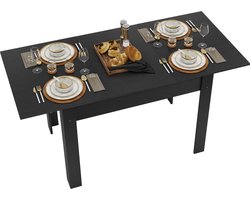 Puluomis - Uitschuifbare eettafel - 105-150x70 cm - Industriële keukentafel - Rechthoekig tafelblad voor 4-6 personen - Zwart