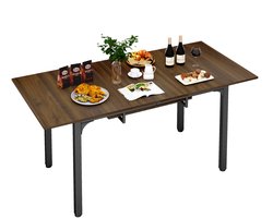 Puluomis - Uitschuifbare eettafel - 110–149 x 70 cm - Keukentafel - met metalen poten - Rechthoekig tafelblad voor 4–6 personen - bruin