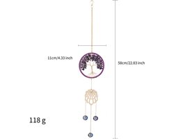 PULUZ 1 Stuk - Decoratie Woonkamer - Natuurlijke Kristallen Windgong Boom Des Levens Zonnevanger - Paars - 58Cm