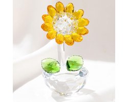 PULUZ 1 Stuk Gele Zonnebloem Kristallen Sculptuur - Glas Decoratie Voor Thuis En Kantoor - 52x88mm - Tafel Stilleven Cadeau