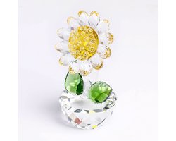 PULUZ 1 Stuk transparant Zonnebloem Kristallen Sculptuur - Glas Decoratie Voor Thuis En Kantoor - 52x88mm - Tafel Stilleven Cadeau