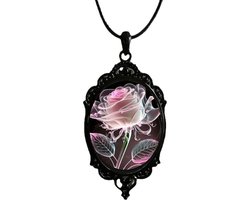 PULUZ 1 Stun Rozen Hanger Ketting Transparant Bloem Sieraad - Roze Glas Roos Design
