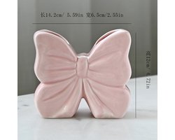 PULUZ1 Stuks - Keramiken Vaas Roze Striken - Decoratie Woonaccessoires - Kunst Bloemenhouder - Roze