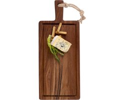 Pure Acacia Wood Borrelplank | Tapasplank | Serveerplank recht met sapgoot 49x20x2 cm