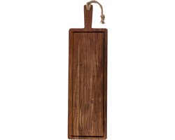Pure Acacia Wood Borrelplank | Tapasplank | Serveerplank recht met sapgoot 69x20x2 cm