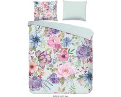 Pure Dekbedovertrek "bloemen" - Aqua - (200x200/220 cm) - Microfiber