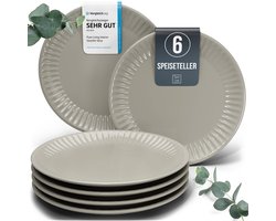 Pure Living Hygge Dinerborden - Lichtbruin - 6 Stuks (Ø 26 cm) - Magnetronveilig - Krasbestendig