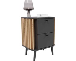 Pure nachtkastje grijs / Artisan eik - 45x60x33cm