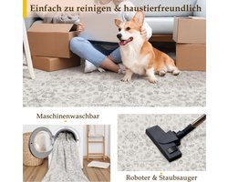 PureCozy Grijze vintage-stijl vloerkleed, deurmat, kleine wasbare zone, 60 x 90 cm, voor keuken, slaapkamer - ShopVlot