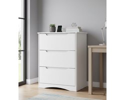 PureLine Commode 3 Laden – Witte Moderne Ladekast – 82 x 60 x 40 cm – Opbergkast voor Slaapkamer, Woonkamer & Kantoor - House&Garden