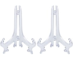 Purepeak Bordenstandaard voor Sierborden Set - 2 Stuks - Bordenhouder Geschikt voor Borden tot 25 cm Hoog - Bordenrek - Transparant - Menukaarthouder