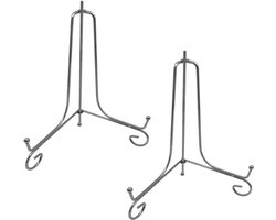 Purepeak Bordenstandaard voor Sierborden Set - 2 Stuks - Bordenhouder Geschikt voor Borden tot 27 cm Hoog - Bordenrek - Zilver