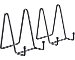 Purepeak Bordenstandaard voor Sierborden Set - 2 Stuks - Bordenhouder Geschikt voor Borden tot 35 cm Hoog - Bordenrek - Zwart - Menukaarthouder - LP Houder