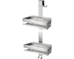 Purepeak Doucherek Hangend - Doucherekje aan Douchewand Zonder Boren - 65 x 23 x 11 cm - Zilver