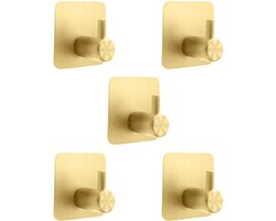 Purepeak Handdoekhaakjes Set 5 Stuks - Goud - Zelfklevend - Sleutelrekje