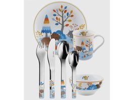 Puresigns kinderservies en bestekset Friends porselein kinderbestek 7 delig