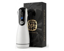 PureVibe® Squeezing Seduction Zuigende & Knijpende Sex Toys voor mannen - Automatisch Vibrerende Blowjob Masturbators - Masturbator voor Man - Pocket Pussy Zelf Electrisch & Aftrekken | Pearl White - valentijn cadeau