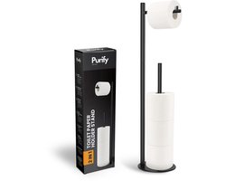 Purify Prime - WC Rolhouder Staand - Zwart RVS - Voor 4 Rollen