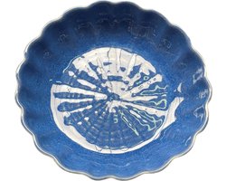 Puro Portugues - serveerschaal - tapas schaaltjes - keramiek - zee egel - schelp - 18x4cm - Marine blauw - Portugal - Portugees aardewerk