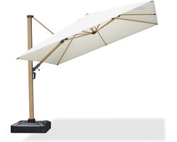 PURPLE LEAF Vierkant Parasol – 360° Draaibaar – met Touwhandvat – UV50+ – Geschikt voor Tuinen – Licht Houten Afwerking