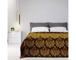 - Puur Katoen Tweepersoonsbed Eenpersoonsbed Vierkant En Half Fantasy Damascus Zomer Drie-doek Meubels Multifunctionele Cover GrandFoulard Deken (Goud, Enkel)