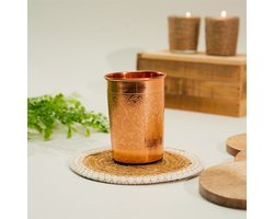 Puur Koperen Beker Bloempatroon Geheel - 300 ml