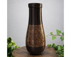 Puur koperen karaf antique geëtst met dop – lang en smal ± 950 ml