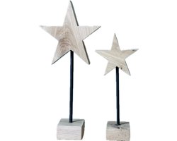 Puurhoutenmeubels - Houten ster op standaard - Eikenhout