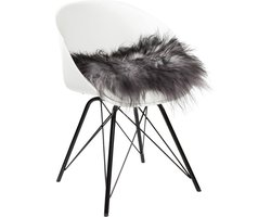 PuurLoom Stoelkussen - 37x37cm - Grijs - Schapenvacht - sierkussens, sierkussen fluffy, schapenvacht, sierkussens 45x45, sierkussens 50x50cm, bankkussen, kussens woonkamer landelijk, kussens woonkamer, kussen