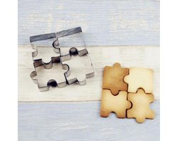 Puzzel Koek Vormpjes 4 Stuks | Fondant & Koekjes Vormen | Puzzelstukjes | Bakvorm | Bakset | Uitsteekvorm / Uitstekers | Cookie Cutter Set | RVS