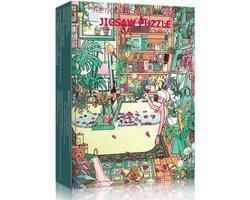 Puzzel van 1000 Stukken met Badkamerplanten, 70 x 50 cm, Milieuvriendelijk en Oogvriendelijk, Perfect voor Puzzelplezier en Decoratie