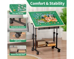 Puzzeltafel – Knutseltafel – Hobbytafel – Schaaktafel – Speeltafel – Verstelbare Hoogte – 5 Kantelstanden – 88,9 x 66 cm – 6 Opberglades – Houten Oppervlak
