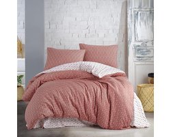 Puzzle beddengoed 135 x 200 cm, 4-delig, donkeroranje, ademend, renforcé beddengoedset met 2 x dekbedovertrek 135 x 200 cm + 2 x kussensloop 80 x 80 cm, bedlinnen donkeroranje