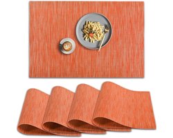 PVC placemats antislip hittebestendig wasbaar vinyl placemats oranje set van 4