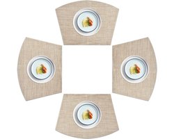 PVC Placemats Wig Placemats Wasbare Vinyl Placemats voor Ronde Tafel 4-Linnen Geel