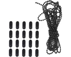 PVC Rolgordijn Ketting - 10m - Geschikt voor Rolluiken Jaloezieën en Lamellengordijnen Met 20 kralen gespen - Zwart