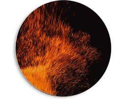 PVC Schuimplaat Muurcirkel - Oranje Spetters van Vuurkorf - 40x40 cm Foto op Muurcirkel (met ophangsysteem)