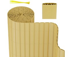 PVC Tuinscherm 0.9x4m - Balkonscherm inkijkbescherming - voor buiten tuin balkon - Bamboekleur