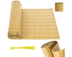 PVC Tuinscherm - balkon Tuinafscheiding & Balkonscherm terras en tuin - Bamboekleur - 0.9x5m