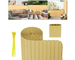 PVC Tuinscherm - balkon Tuinafscheiding & Balkonscherm terras en tuin - Bamboekleur - 1.2x4m