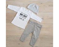 pyjama Baby pakje cadeau geboorte meisje jongen set met tekst aanstaande zwanger kledingset pasgeboren unisex romper lange mouw wit en broekje| Huispakje | Kraamkado | Gift Set babyset kraamcadeau babygeschenkset