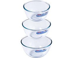 Pyrex - Classic - Beslagkommenset - Set van 3 - 1 L, 2 L & 3 L - Borosilicaat glas - Beslagkom 3-delig