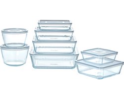 Pyrex - Cook & Freeze Schaal met Deksel Set van 8 Stuks - Transparant/Wit