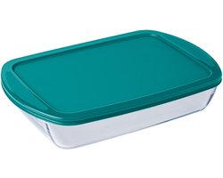 Pyrex Cook & Store Schaal Rechthoek - Inclusief Deksel - Borosilicaatglas - 400 ml - Transparant