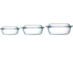 Pyrex Optimum Ovenschalenset 1,4 l - 2,1 l - 3 l - 21 x 18 x 8 cm - 24 x 20 x 10 cm - 27 x 23 x 11 cm