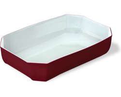 Pyrex Rechthoekige Ovenschaal 3,2l - Borosilicaatglas - Rood Glazuur Buitenzijde - 33x22xH7cm