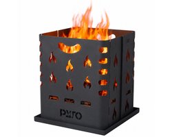 PyroProducts Fire Pit Cube - Opvouwbare Vuurkorf - Incl. Grillplaat & Draagtas - Zwart - 30x30x35cm