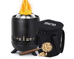 PyroProducts Tafelhaard - Kleine Vuurkorf - Incl. Beschermhoes & Protectie Mat - Hout & Pellet Gestookt - Rookarm - Zwart